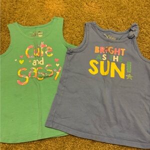 Jumping Beans Green and Blue Graphic Tank Tops